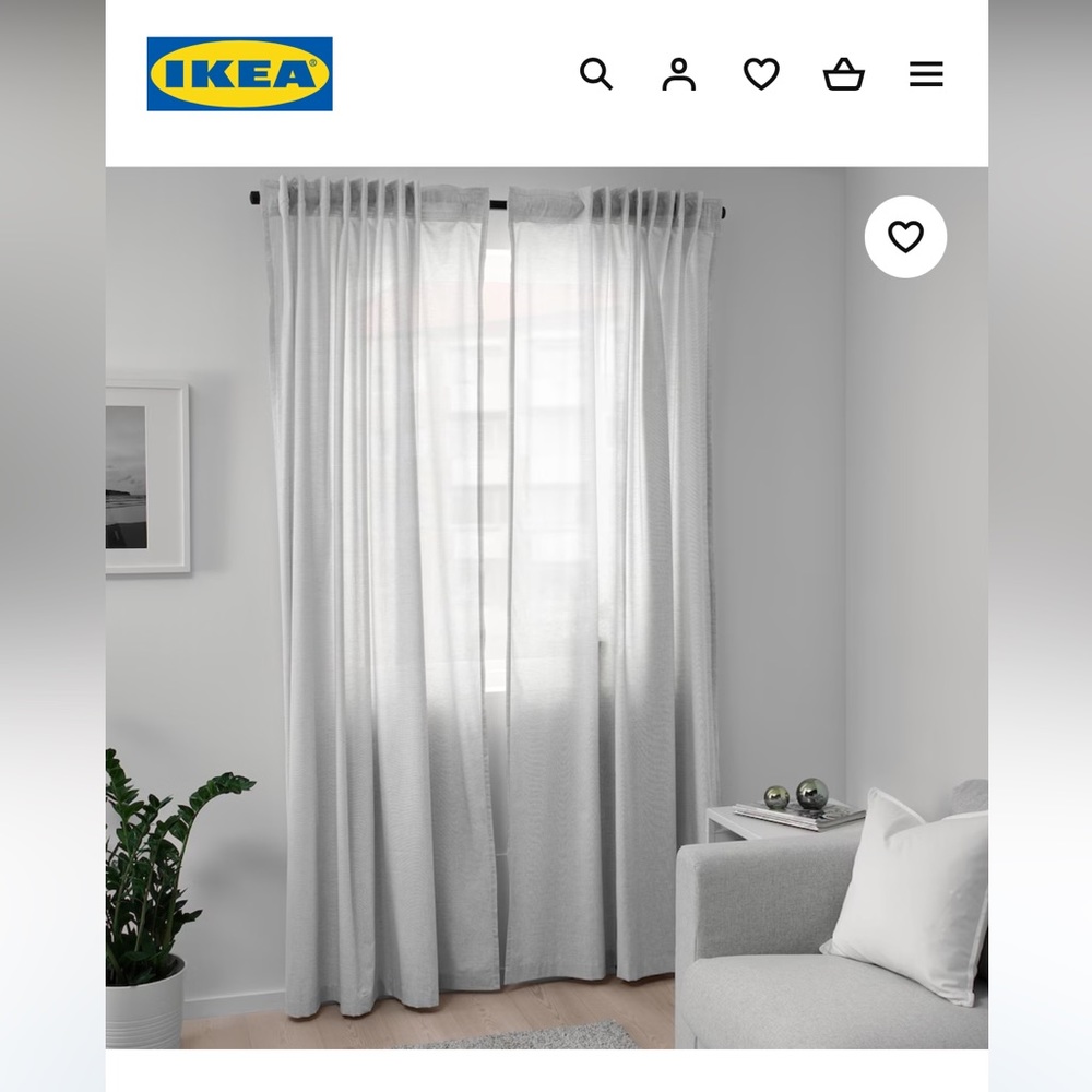 IKEA HANNALILL GRAY CURTAINS -2 Pairs (4 panels) 57” x 98”